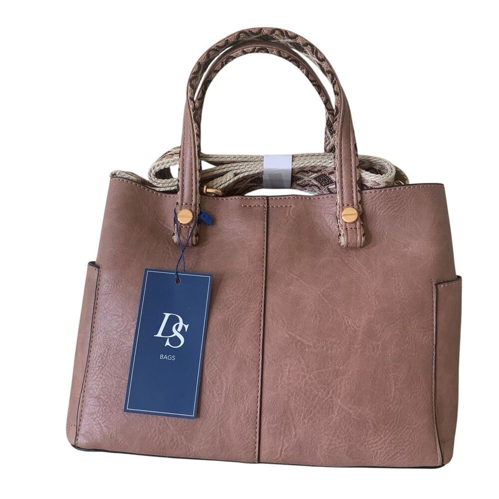 DS Fashion NY Triple Compartment Satchel Crossbody Guitar Strap Dark Mauve NWT